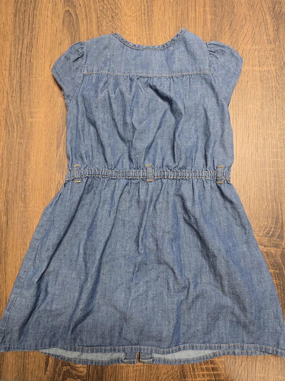 OshKosh B'gosh Toddler Girls Chambray Denim Ruffle Button Front Dress Size 4T